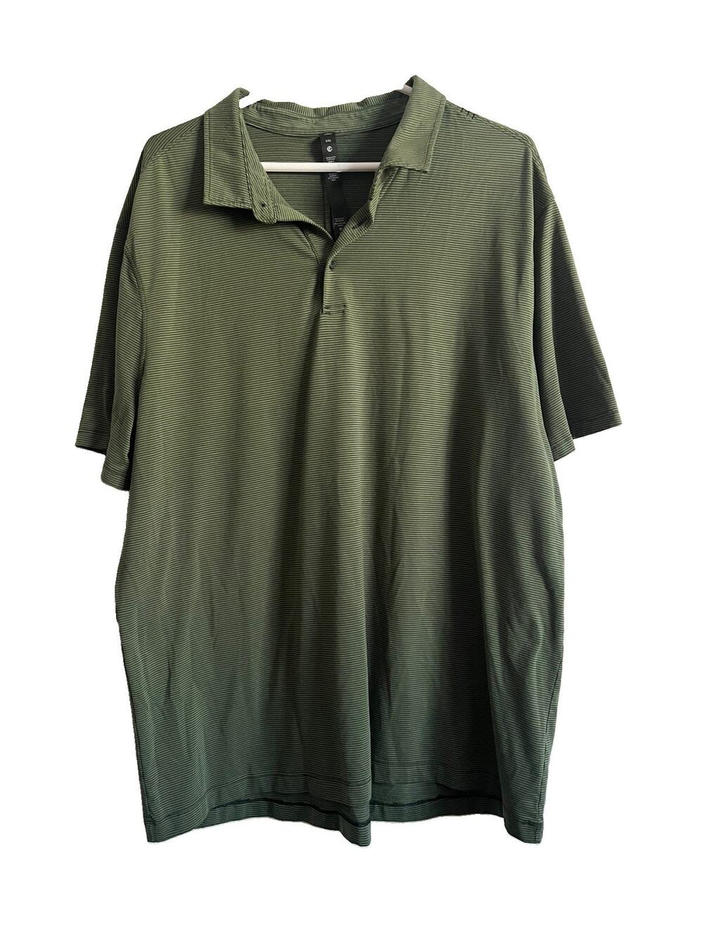 Lululemon Evolution Polo Men XXL Green Striped Golf Performance Stretch Shirt